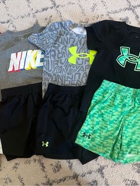 Under Armour Boys Athletic Matching Sets - Gray, Black, Neon Green, Teal
